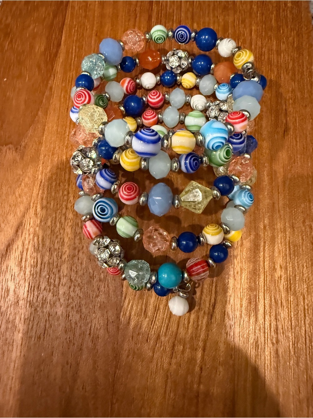 Murano Inspired Multicolor Beaded Wire Coil Bracelet